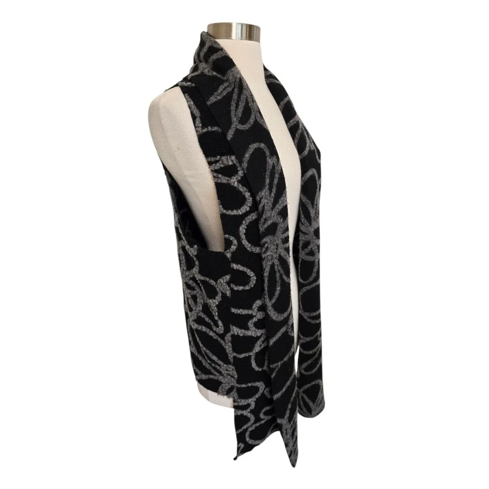 Bryn Walker Womens Open Front Vest Size Medium Black Felted Wool